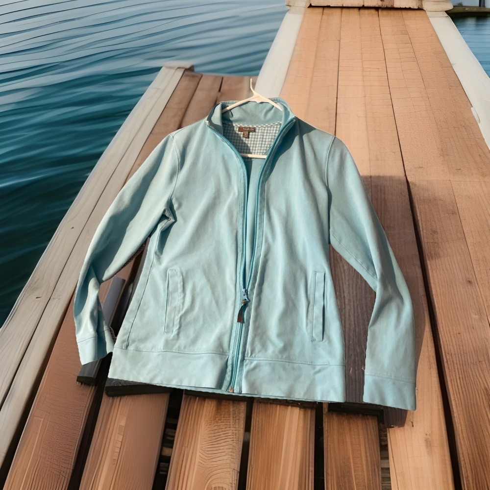 Talbots Active Wear Jacket Full Zipper Womens Small Aqua‎ Blue